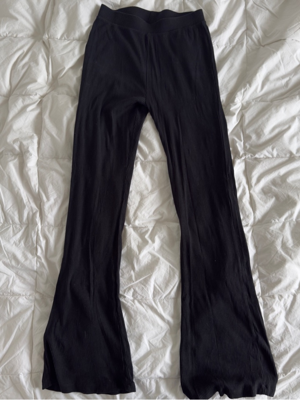 Noisy May Black Ribbed Cotton Flare Pants